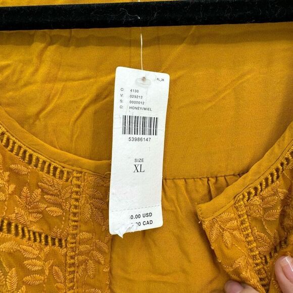 NWT Anthropologie Daniel Rainn Gold Yellow Embroidered Tunic Dress Size XL - Picture 6 of 11
